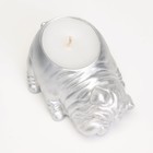 Свеча "Бульдог" в подсвечнике из гипса,8х12х4,5см, серебро - Фото 5