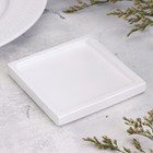 Подсвечник квадратный из гипса,10х1,5см,белый перламутр - фото 23372203
