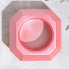 Подсвечник "Квадрат" из гипса со скошенными углами малый,9х3,5см,розовый - Фото 3