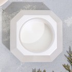 Подсвечник "Квадрат" из гипса со скошенными углами малый,9х3,5см,белый перламутр - Фото 3