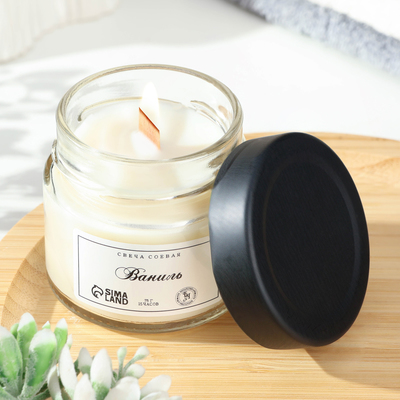 Ароматическая свеча в банке, 75 г, из соевого воска, ваниль