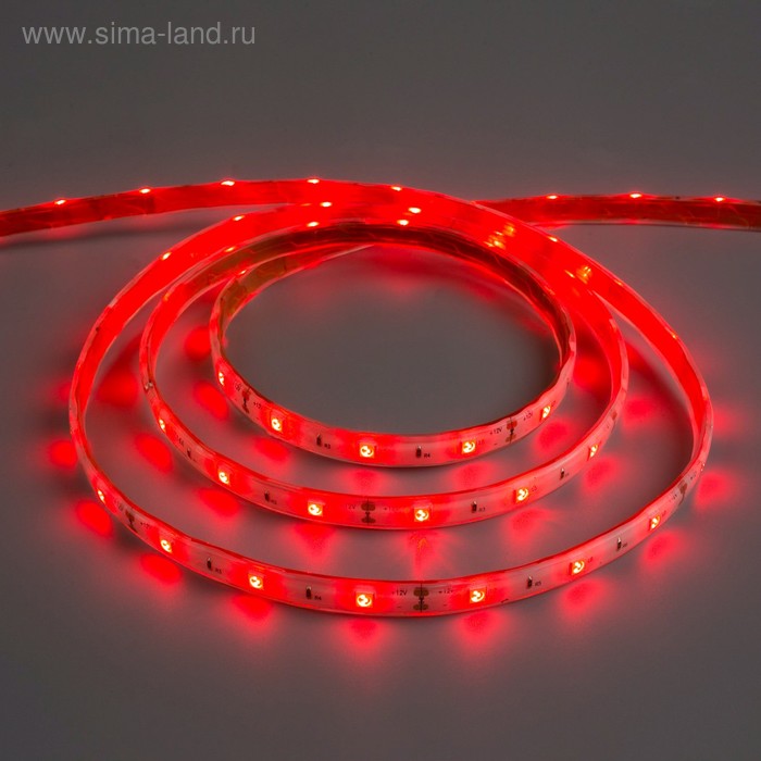 Светодиодная лента 12В, SMD5050, 5 м, IP68, 30 LED, 7.2 Вт/м, 14-16 Лм/1 LED, DC, КРАСНЫЙ - Фото 1