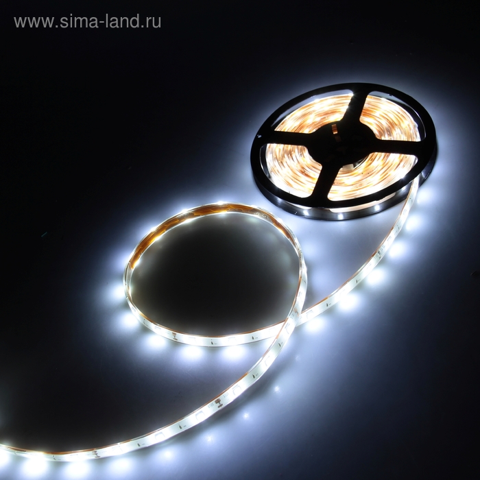 Светодиодная лента 12В, SMD5050, 5 м, IP68, 30 LED, 7.2 Вт/м, 14-16 Лм/1 LED, DC, БЕЛЫЙ - Фото 1