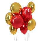 Воздушные шары фольгированные, набор18" круг «Красно-золотой» 10 шт. 9943210