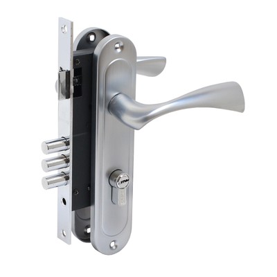 Замок врезной БУЛАТ ЗВ4-3.70.03.07 НОМОС, с ручками, 5 перфорированных ключей, титан