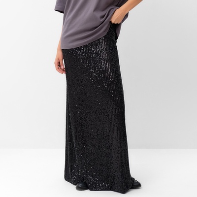 Юбка макси из пайеток женская MIST, размер 46, чёрная