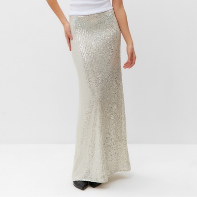 Юбка макси из пайеток женская MIST, размер 48, серебряная