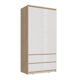 Шкаф двухстворчатый для одежды «Челси», с ящиками, 902×514×1796 мм, цвет белый глянец/дуб сонома  (артикул 10235449)  большой выбор товаров оптом и в розницу по низким ценам с доставкой