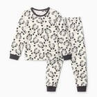 Пижама детская, цвет молочный/серый, рост 110-116 см - фото 320808381