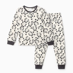 Пижама детская, цвет молочный/серый, рост 122-128 см