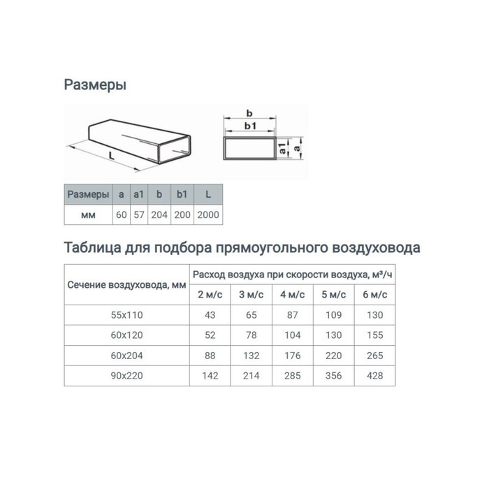 Канал прямоугольный ZEIN, 60 х 204 мм, 2.0 м