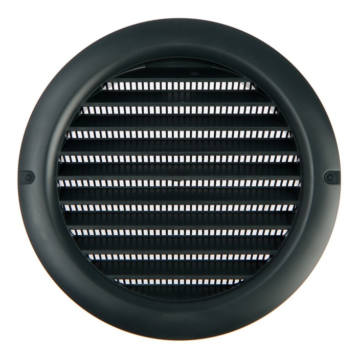 Решетка вентиляционная ZEIN, d=125 мм, круглая, с сеткой, с фланцем, неразъемная, графит