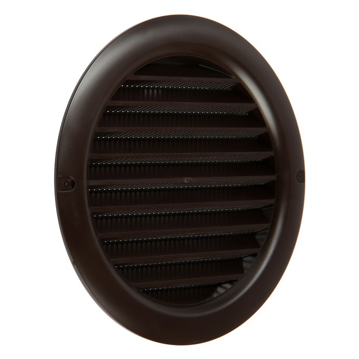 Решетка вентиляционная ZEIN, d=125 мм, круглая, с сеткой, фланец, неразъемная, коричневый