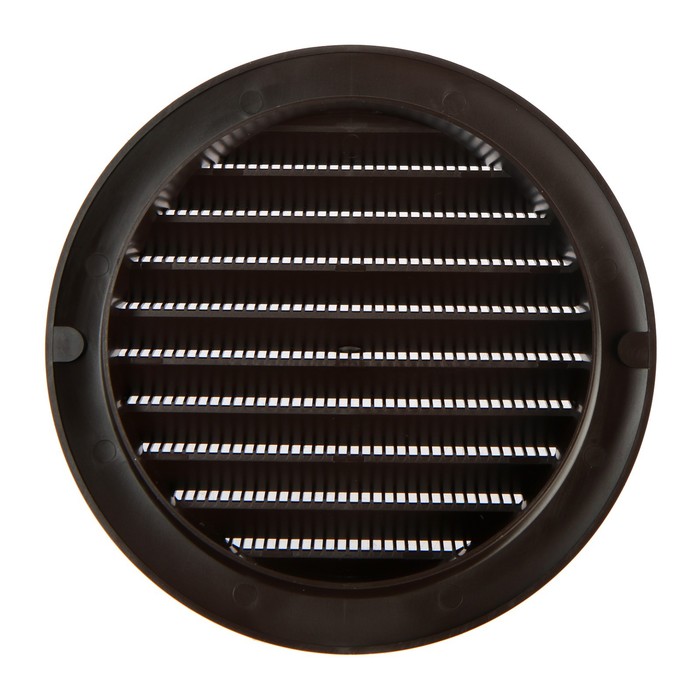 Решетка вентиляционная ZEIN, d=125 мм, круглая, с сеткой, фланец, неразъемная, коричневый