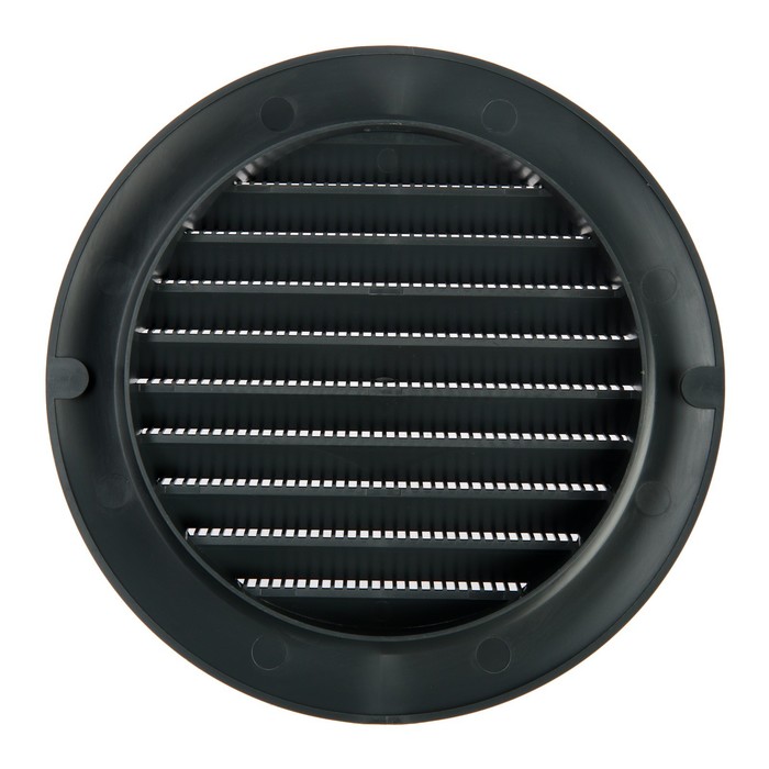 Решетка вентиляционная ZEIN, d=150 мм, круглая, с сеткой, с фланцем, неразъемная, графит