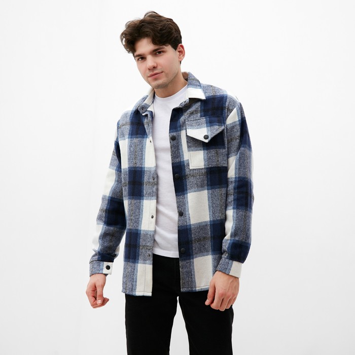 Рубашка мужская в клетку MIST, размер 52, синий