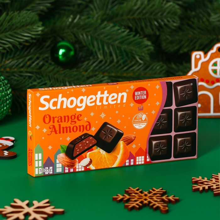 Шоколад Schogetten с апельсином и миндалем, 100 г - Фото 1