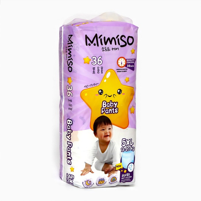 

Трусики одноразовые для детей MIMISO 5/XL 13-20 кг 36шт
