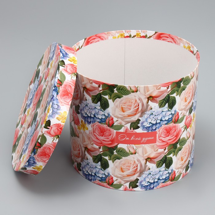 Набор шляпных коробок 5 в 1, упаковка подарочная, «Цветы», 13 х 14 ‒ 19.5 х 22 см - фото 1907950770