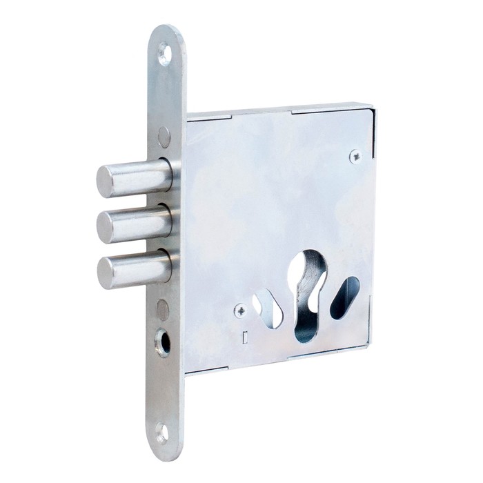 Корпус врезного замка Д-град Зенит ЗВ 1.009-01, 3 ригеля, без ручек, без ц/м, цинк - Фото 1