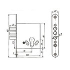 Корпус врезного замка Д-град Зенит ЗВ 1.009-01, 3 ригеля, без ручек, без ц/м, цинк - Фото 3