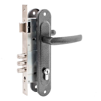 Замок врезной Д-град Зенит ЗВ4-85.3-02, с ручками, цвет серебро