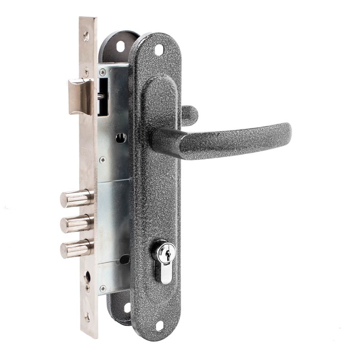 Замок врезной Д-град Зенит ЗВ4-85.3-02, с ручками, цвет серебро - Фото 1
