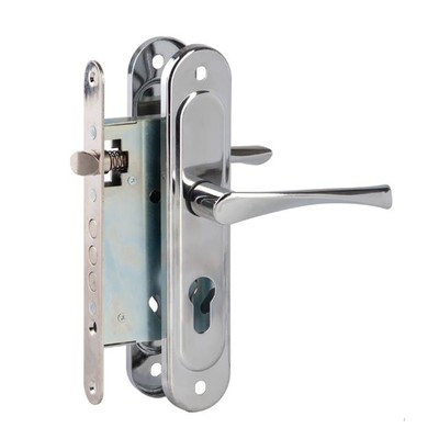 Корпус врезного замка Д-град Зенит ЗВ4.009/17 ПРОФИ, с ручками, без ц/м, цвет хром