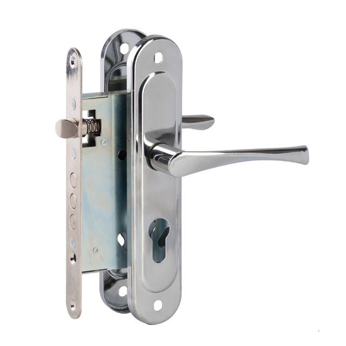 Корпус врезного замка Д-град Зенит ЗВ4.009/17 ПРОФИ, с ручками, без ц/м, цвет хром - Фото 1