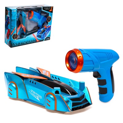 Антигравитационная машинка LASER, управление лазером, работает от аккумулятора, ездит по стенам, цвет синий, уценка