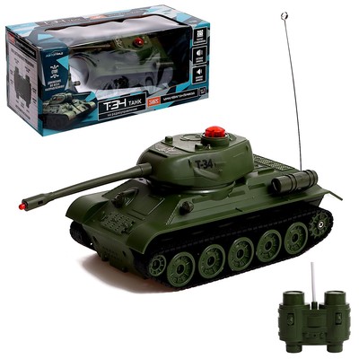 УЦЕНКА Танк радиоуправляемый Т34, работает от аккумулятора, световые и звуковые, цвет МИКС