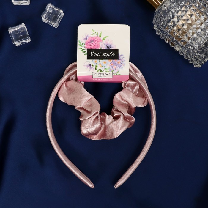 Набор для волос "Эмилия" (резинка, ободок 1,5 см) классика, нежно-розовый