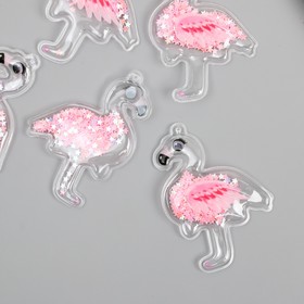 Шейкер для творчества PVC "Розовый фламинго" с глиттером 4,6х6 см