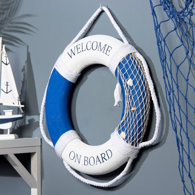 Декор настенный, панно «Спасательный круг», 40 см, синий