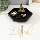 Японский сад камней настольный «Дзен. Будда и лотос», , с набором аксессуаров и свечой, 22×19×10 см - Фото 6