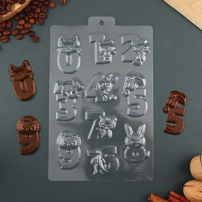 Форма для шоколада «Учим цифры», 21×14 см - Фото 1
