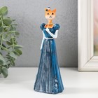 Сувенир полистоун "Леди кошка в синем платье" - фото 320761658