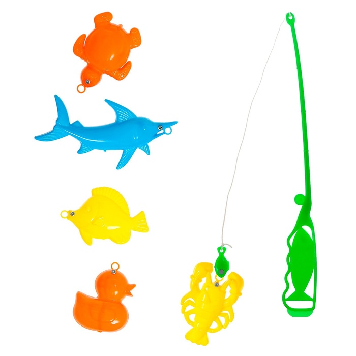 Рыбалка магнитная «Яркие рыбки», 1 удочка, 5 рыбок, цвет МИКС - фото 1899169246