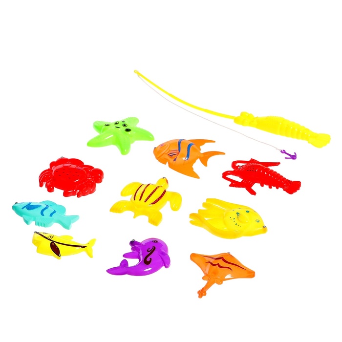 Рыбалка магнитная «Морские рыбки», 1 удочка, 8 рыбок, цвета МИКС