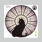 Наклейка пластик интерьерная цветная "Кошка у витражного окна" 40х40 см - фото 23479827