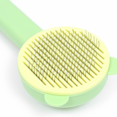 Пуходёрка «Кошка», 8.5×20 см, с функцией самоочистки, пластик, зелёная
