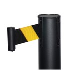 Стойка ограждения черная, с вытяжной лентой-180см желтая,черная, высота-90см, d- 6см, напольный d-32см - фото 7905438