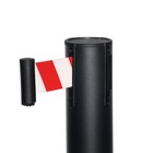 Стойка ограждения черная, с вытяжной лентой-280см, красная, белая, высота-90см, d- 6см, напольный d-32см - Фото 2