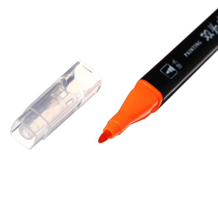 Набор маркеров профессиональных двусторонних 12шт/12цв, в пластиковом пенале с ручкой
