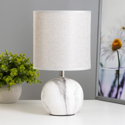 Настольная лампа "Линен" E14 40Вт белый-серый 15х15х28 см RISALUX