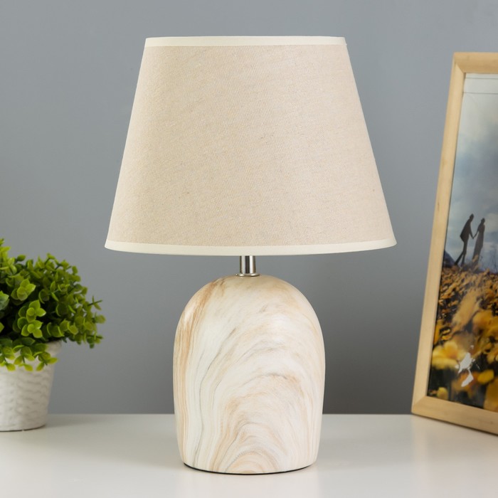 Настольная лампа «Вудланд» E14 40 Вт белый-коричневый 23×23×35 см RISALUX - Фото 1