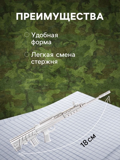 Ручка-прикол Calligrata «Автомат», синий стержень, гелевая, МИКС