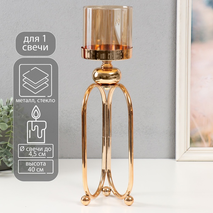 

Подсвечник металл "Тициния" золото d=4,5см 11х11х40 см