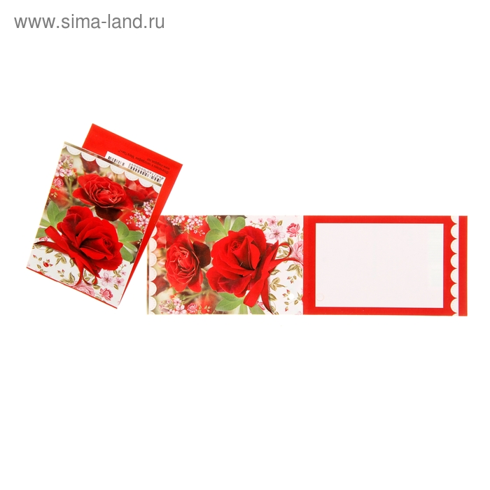 Открытка мини "Универсальная" красные розы, складная - Фото 1