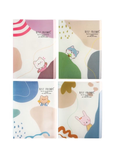 Папка формат А4, с 40 прозрачными файлами «Зверята», МИКС